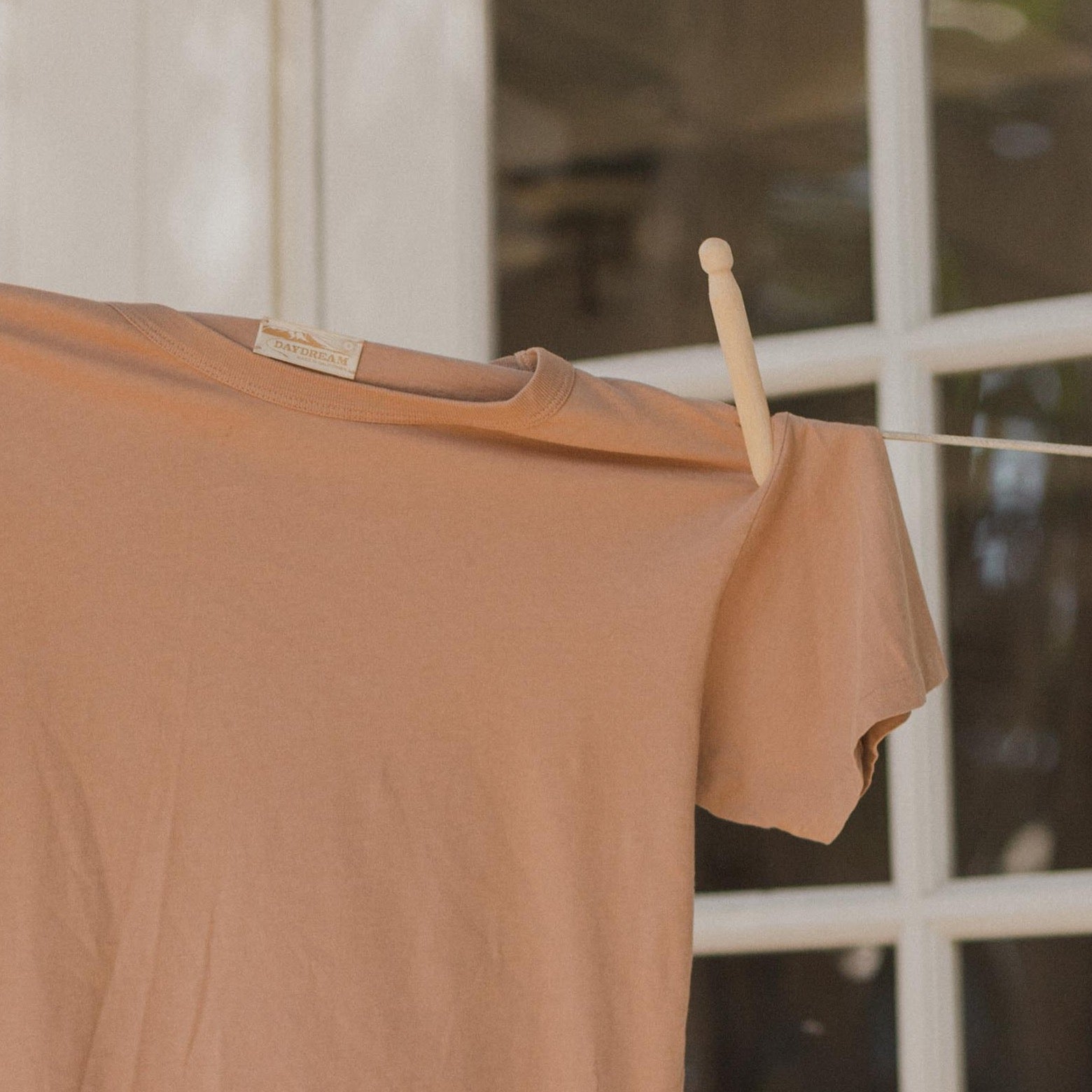 Collar of Womens Vintage Fit Cotton Tee in Brown
