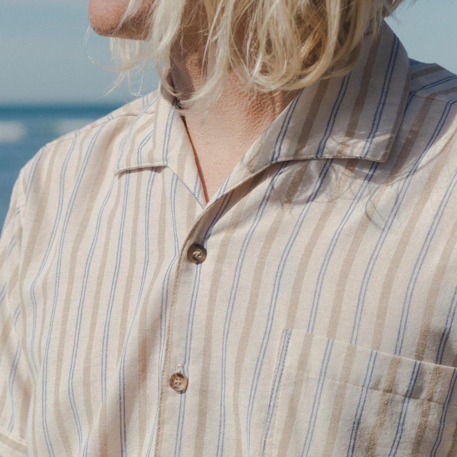 Mens Button-Up Collared Shirt made from Dead stock Material