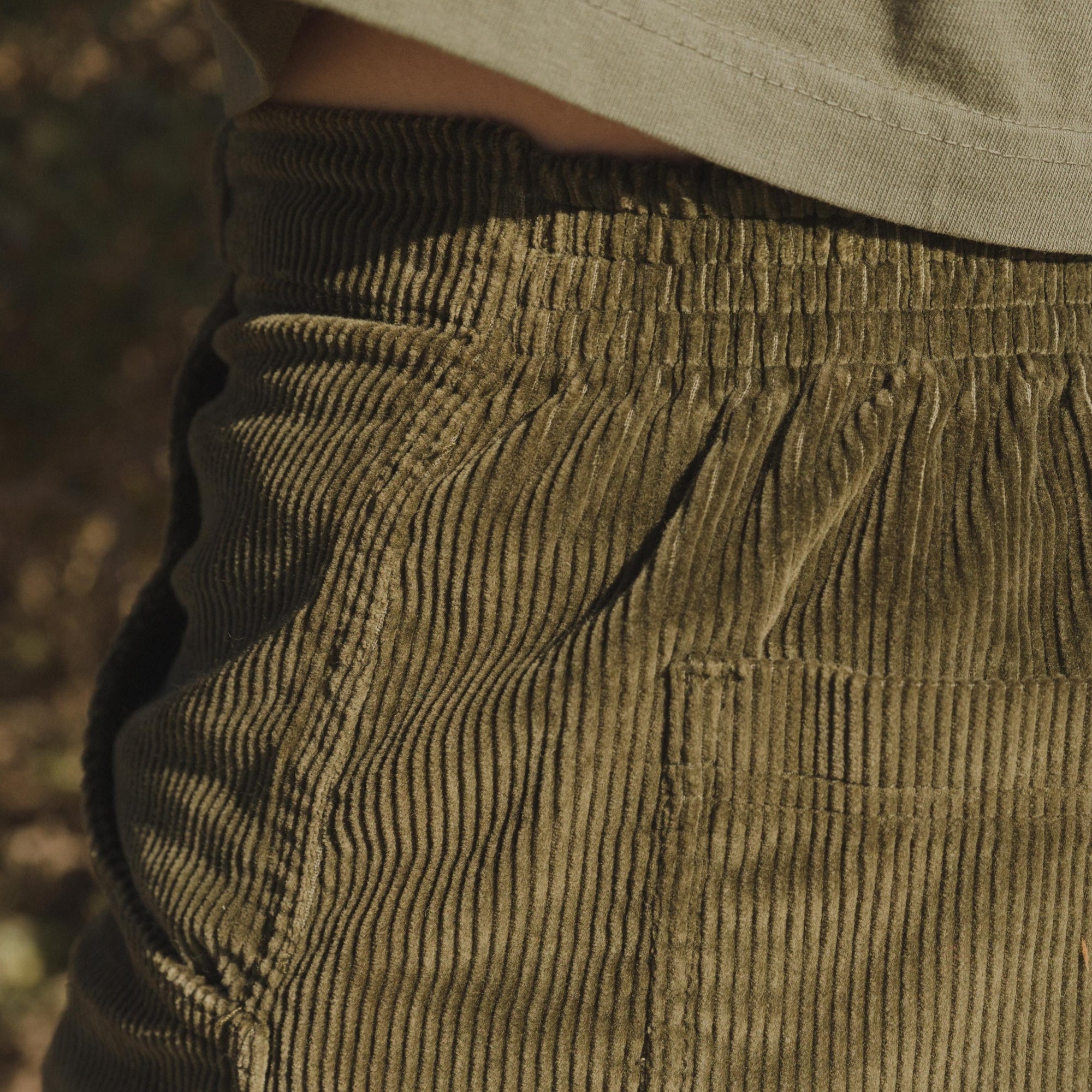Vintage Inspired Corduroy Shorts with Elastic Waist in Green
