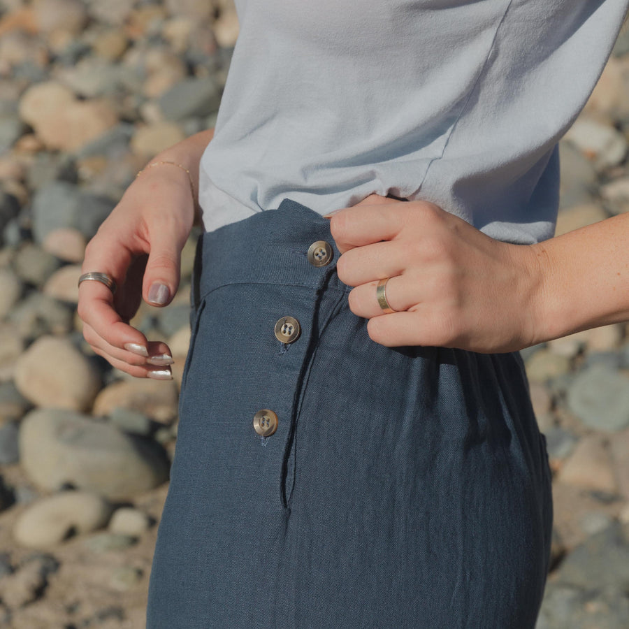 Vintage Clothing Inspired Linen Sailor Pants in Blue