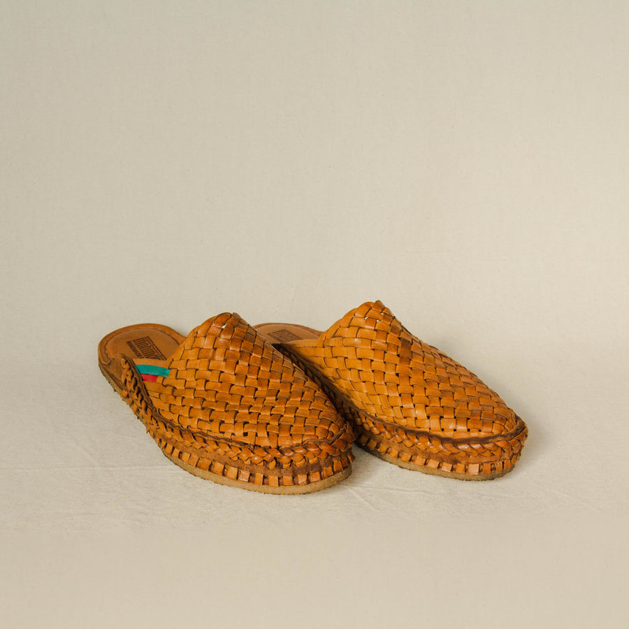 Mohinders Men's Woven City Slippers in Honey with Stripe