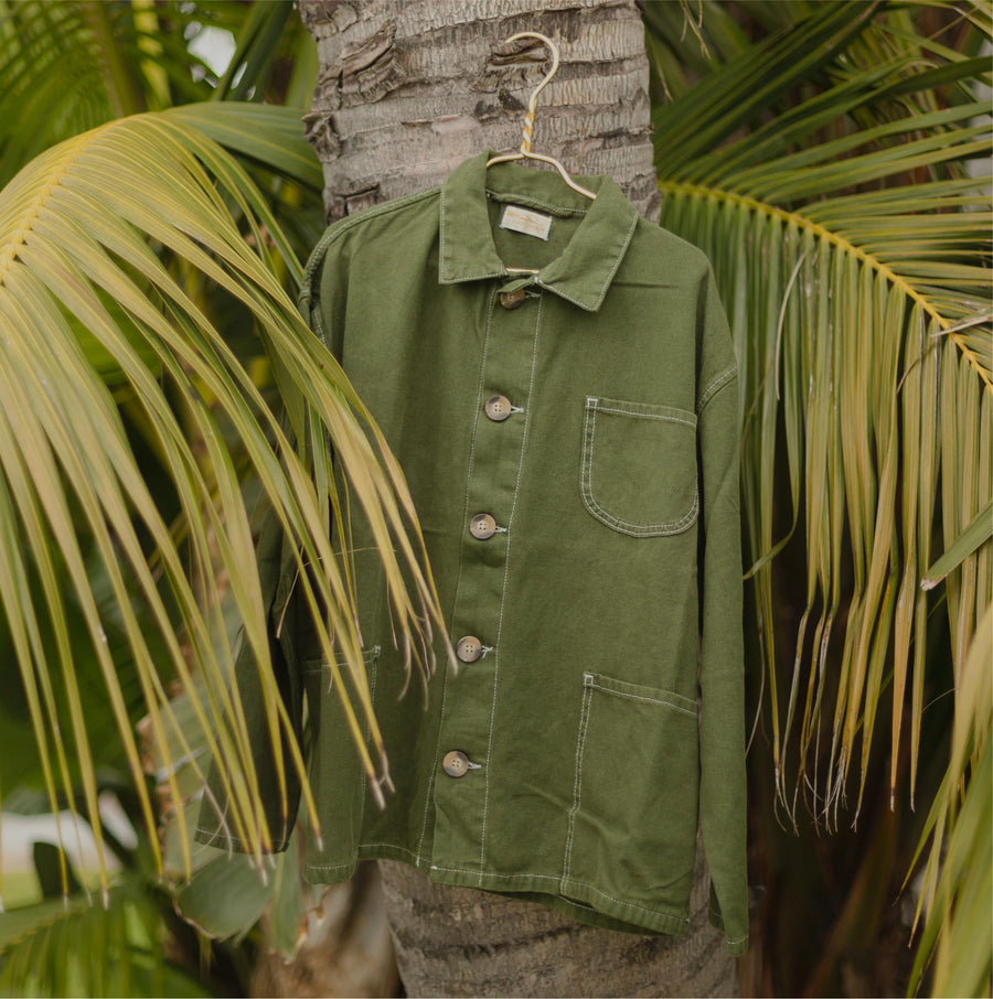 Hemp Cotton Chore Jacket in Green